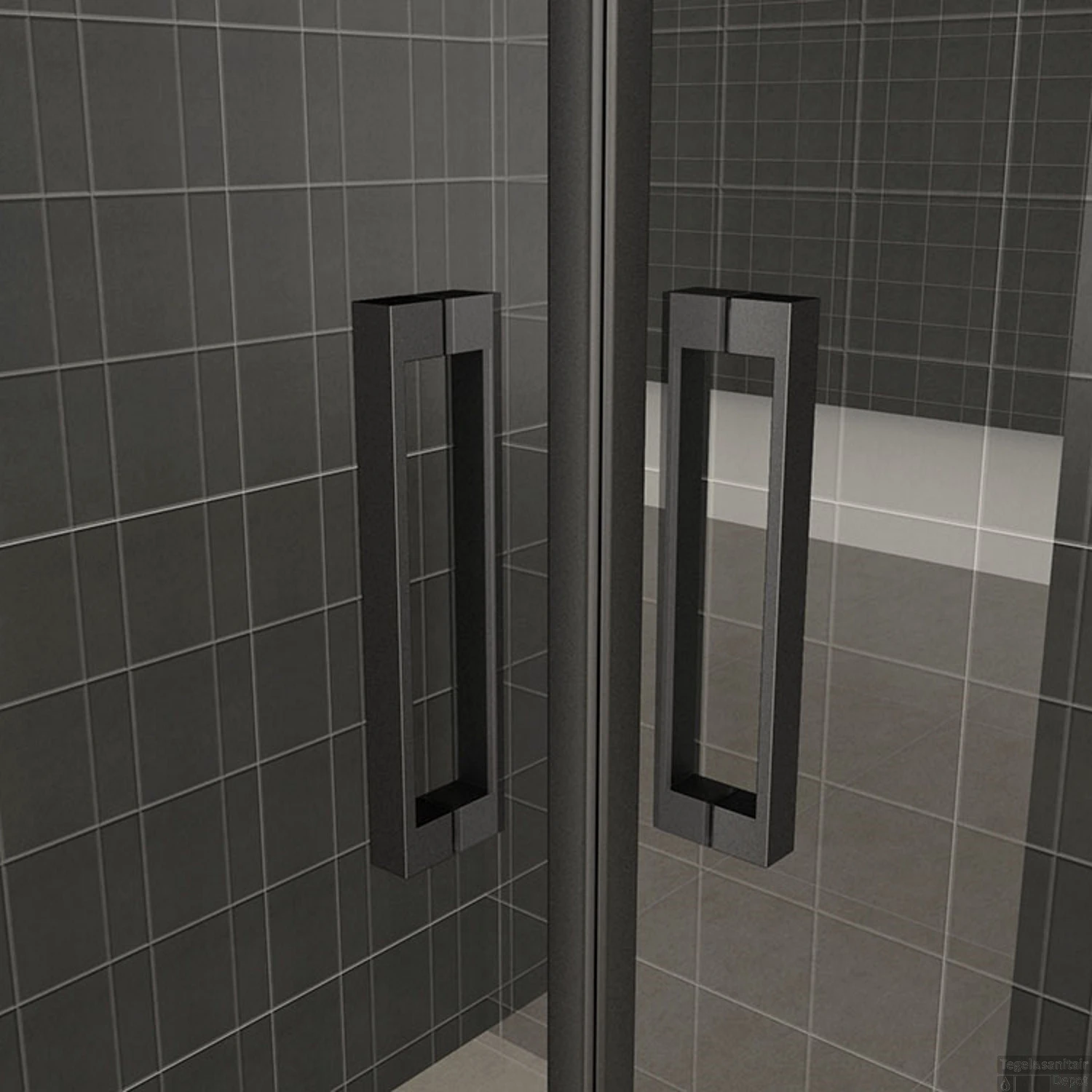 Douchecabine Boss & Wessing Uni 2 Draaideuren 90x90 Cm Nano Helder Glas 8 Mm Mat Zwart - Afbeelding 4