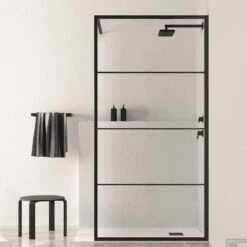 BWS Douchewand Black Line | Nano Glas | Mat Zwart Raster | Inloopdouche (Alle Maten)