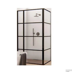 BWS Douchecabine Frame 90x70 Cm 8 Mm NANO Glas Mat Zwart Raster -Winkel Voor Badkamerdouchebenodigdheden bws douchecabine frame mat zwart raster shop 5