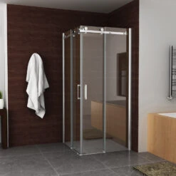 BWS Douchecabine Hoekinstap Met 2 Schuifdeuren 90x90x200 Cm 8 Mm NANO Coating