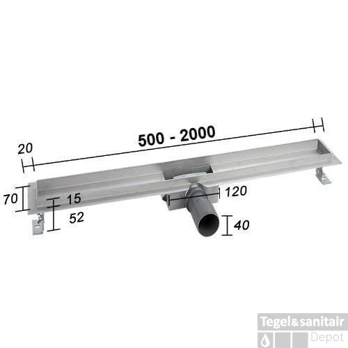 BWS Douchegoot RVS Met Flens 60 Cm Uitneembaar Sifon Standaard Rooster - Afbeelding 4