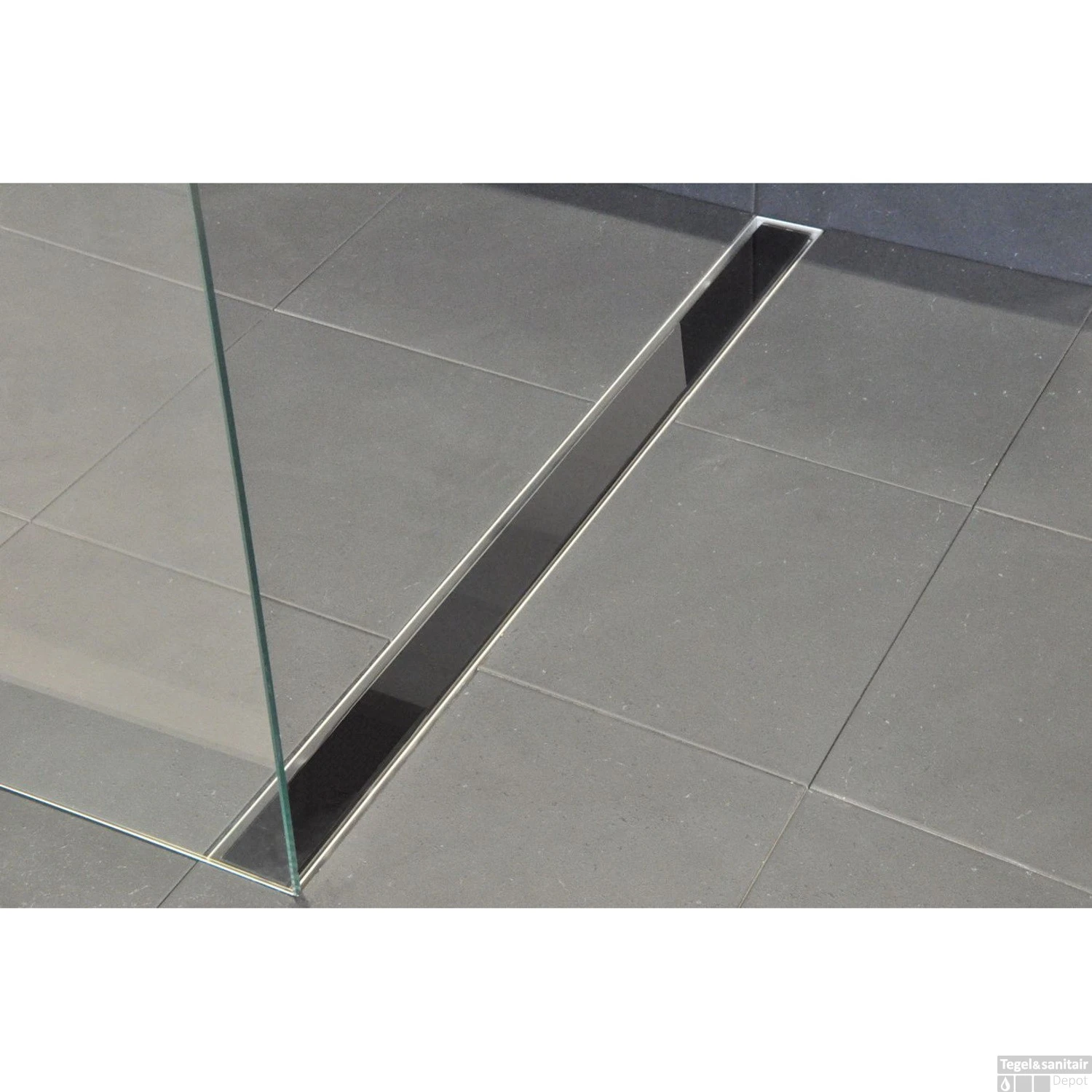 BWS Glasrooster Tbv RVS Douchegoot 100x7 Cm Zwart 2 BWS Glasrooster Tbv RVS Douchegoot 100x7 Cm Zwart - Afbeelding 2