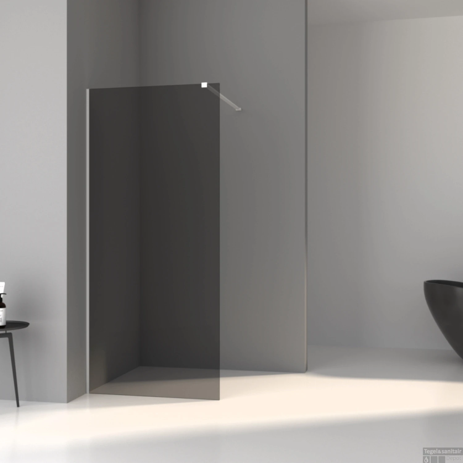 BWS Inloopdouche Pro Line Rookglas 140x200 Cm 8mm Nano Coating RVS Profiel En Stang