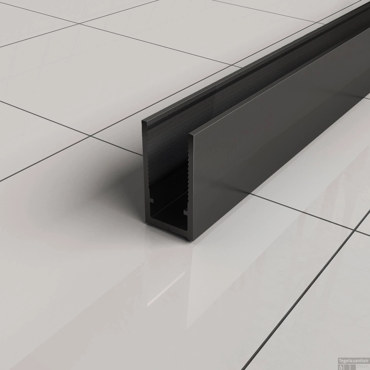 BWS Inloopdouche Pro Line Rookglas 140x200 8mm Nano Coating Mat Zwart Profiel En Stang - Afbeelding 4