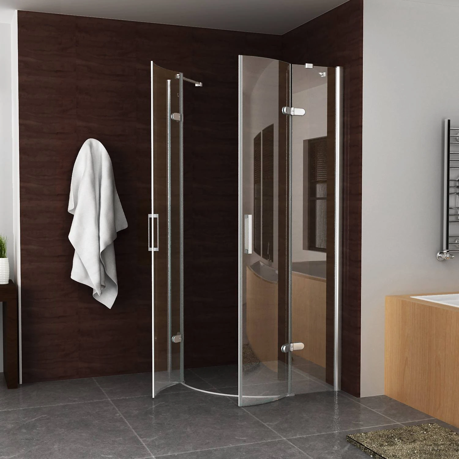 BWS Kwartronde Douchecabine 90x90 Cm Met 2 Deuren 8mm NANO Coating 2 BWS Kwartronde Douchecabine 90x90 Cm Met 2 Deuren 8mm NANO Coating - Afbeelding 2