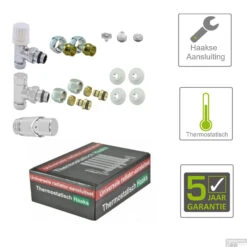 BWS Luxe Thermostatische Radiator Aansluitset Haaks Voor Zijaansluiting Chroom