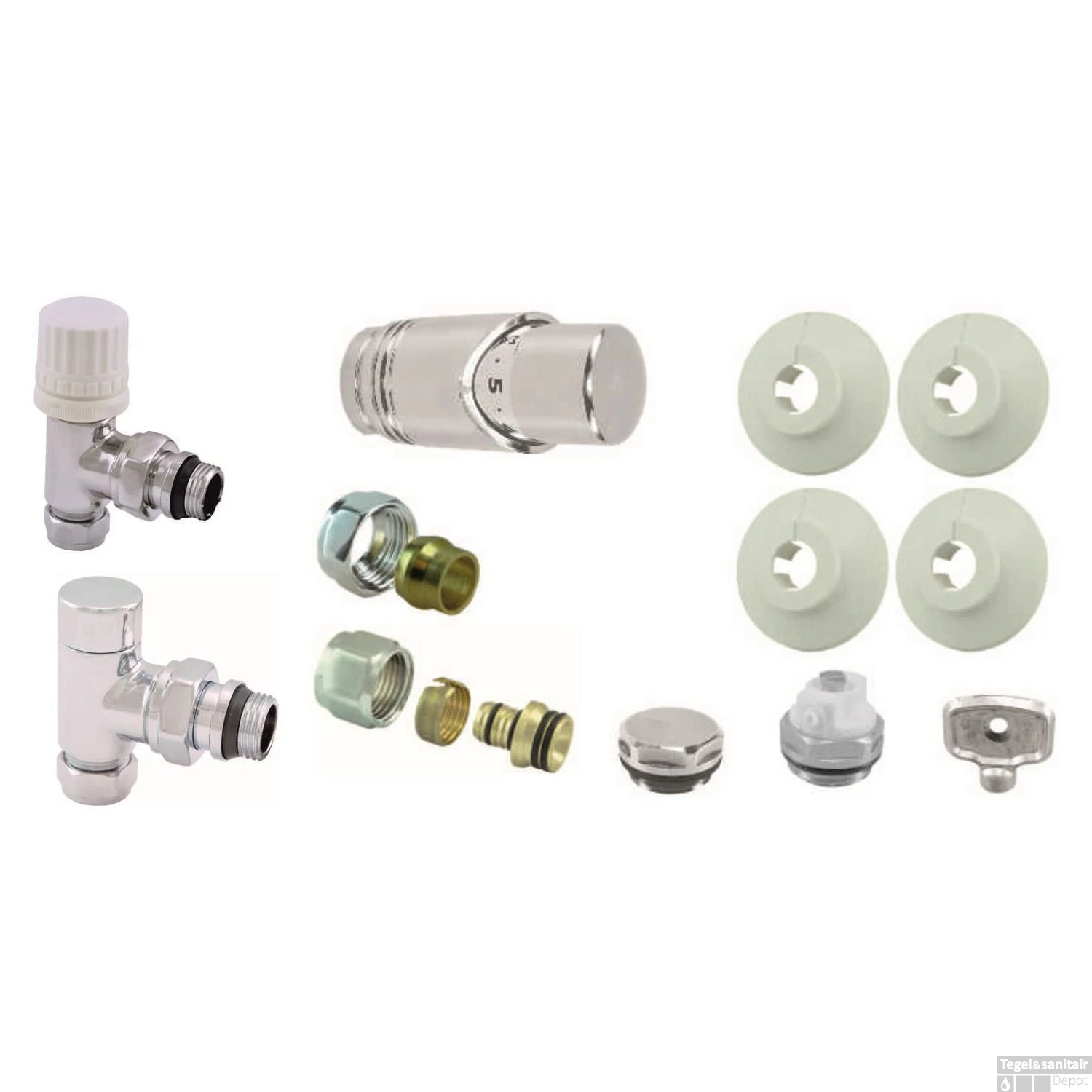 BWS Luxe Thermostatische Radiator Aansluitset Haaks Voor Zijaansluiting Chroom - Afbeelding 7