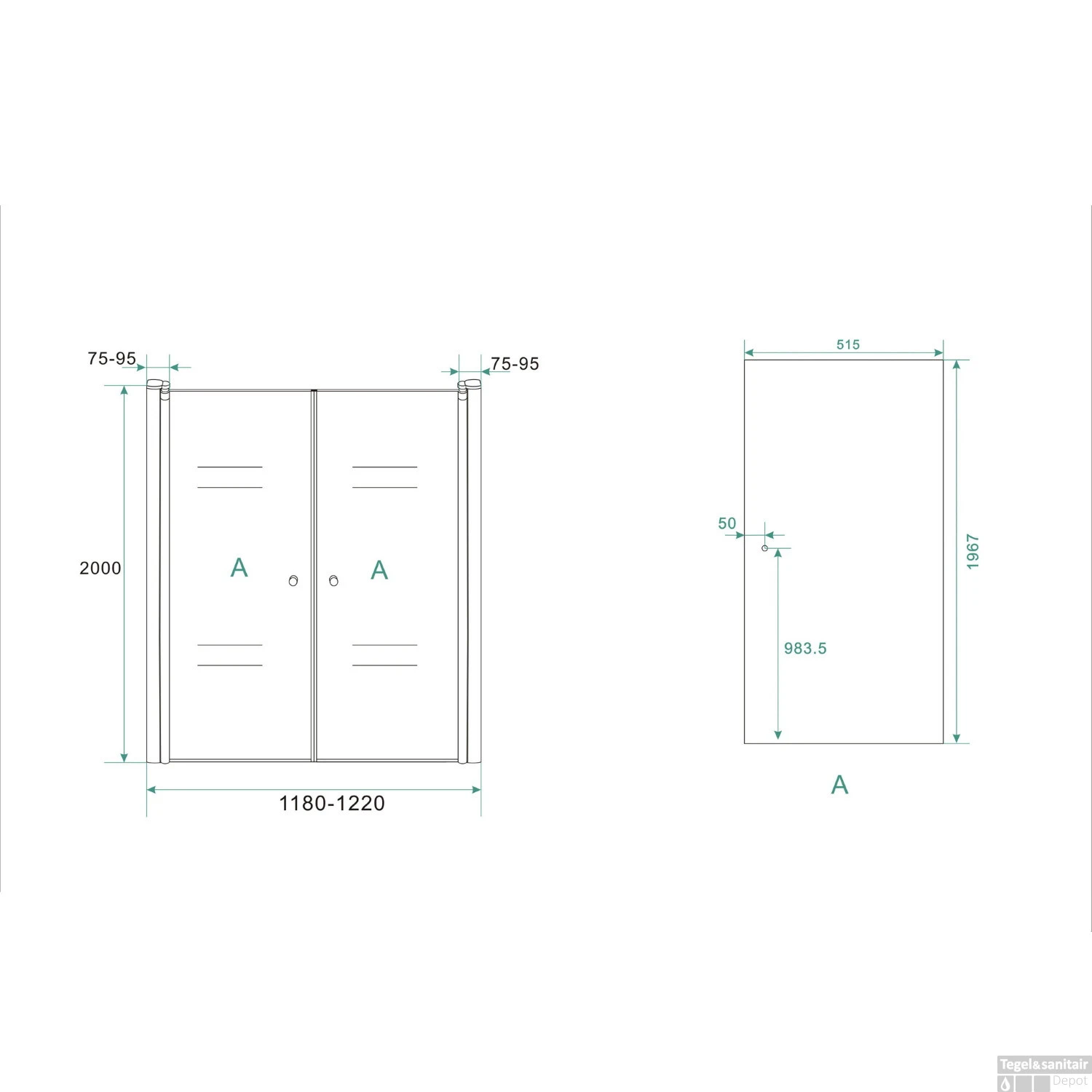 BWS Nisdeur Met Pendeldeuren 120x200 Cm 6mm NANO Coating 5 BWS Nisdeur Met Pendeldeuren 120x200 Cm 6mm NANO Coating - Afbeelding 5