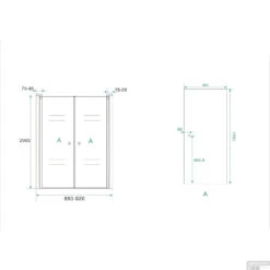 BWS Nisdeur Met Pendeldeuren 90x200 Cm 6mm NANO Coating -Winkel Voor Badkamerdouchebenodigdheden bws nisdeur met pendeldeuren 90x200 cm 6mm nano coating tech