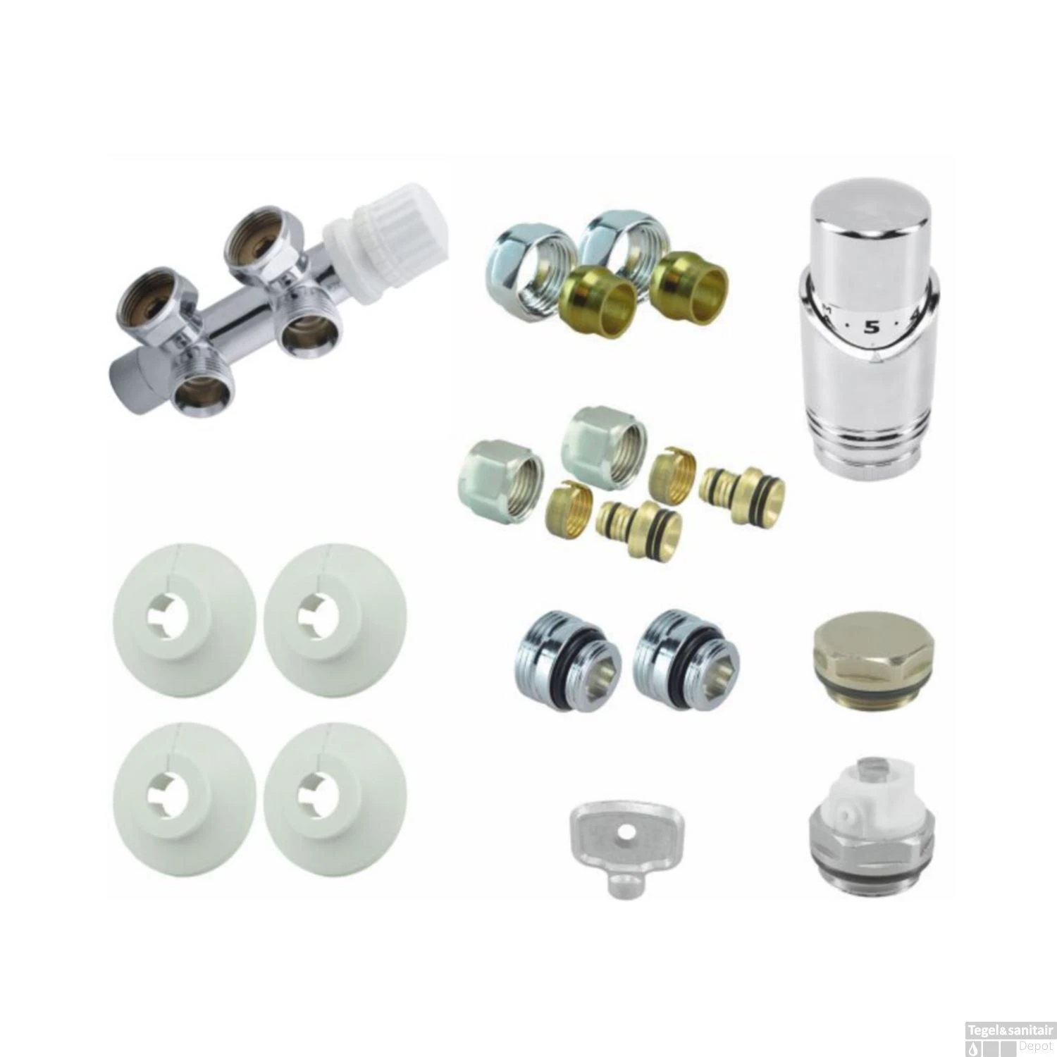 Radiator Onderblok Wiesbaden Haaks Chroom Links (Voor Midden Aansluiting) 1 Radiator Onderblok Wiesbaden Haaks Chroom Links (Voor Midden Aansluiting)