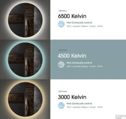 Spiegel Boss & Wessing Star Rond Met LED 80 Cm Mat Wit -Winkel Voor Badkamerdouchebenodigdheden bws spiegels led kleur 80 mat wit