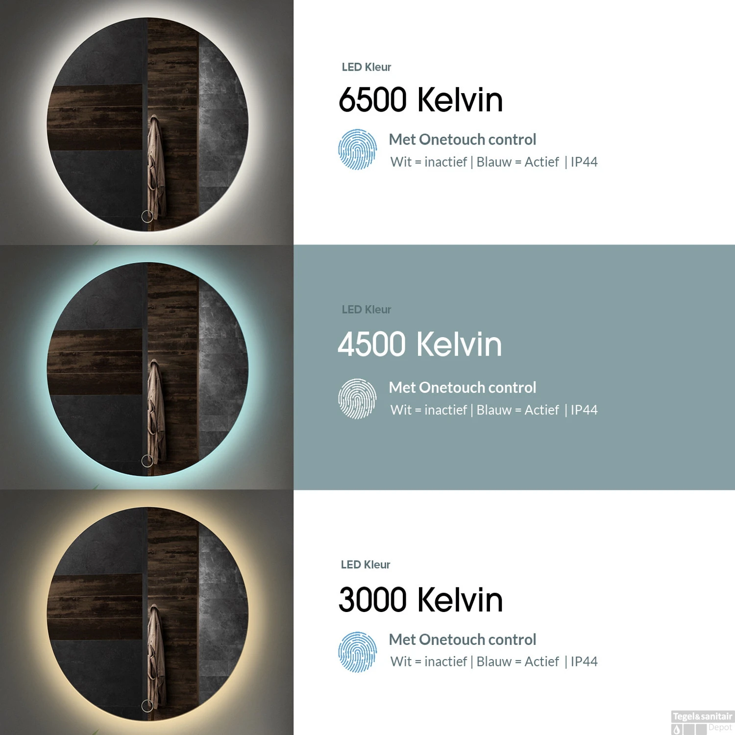 Badkamerspiegel BWS Riono 40x100cm 2X Verticaal LED Incl. Verwarming 4 Badkamerspiegel BWS Riono 40x100cm 2X Verticaal LED Incl. Verwarming - Afbeelding 4