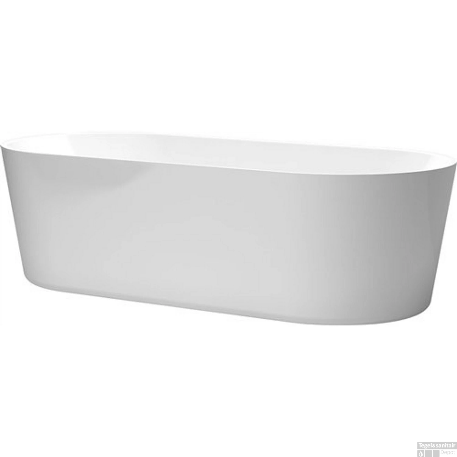 Clou InBe Vrijstaand Ligbad Ovaal 178x80x56 Cm Met Overloop Acryl Wit - Afbeelding 3