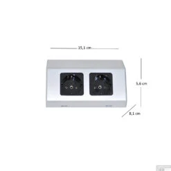 Contactdoos Sanicare Dubbele Contactpunten 5,6x15,1x8,1 Cm Zilver-Grijs -Winkel Voor Badkamerdouchebenodigdheden contactdoos en schakelaar sanicare dubbel tech