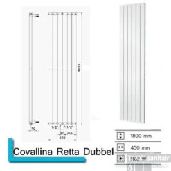 Handdoekradiator Covallina Retta Dubbel 1800 X 450 Mm Donker Grijs