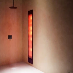 Sunshower Deluxe Mat Zwart UV En Infrarood Inbouwapparaat 32x187x16 Cm Aluminium Mat Zwart -Winkel Voor Badkamerdouchebenodigdheden deluxe black schuin ir water