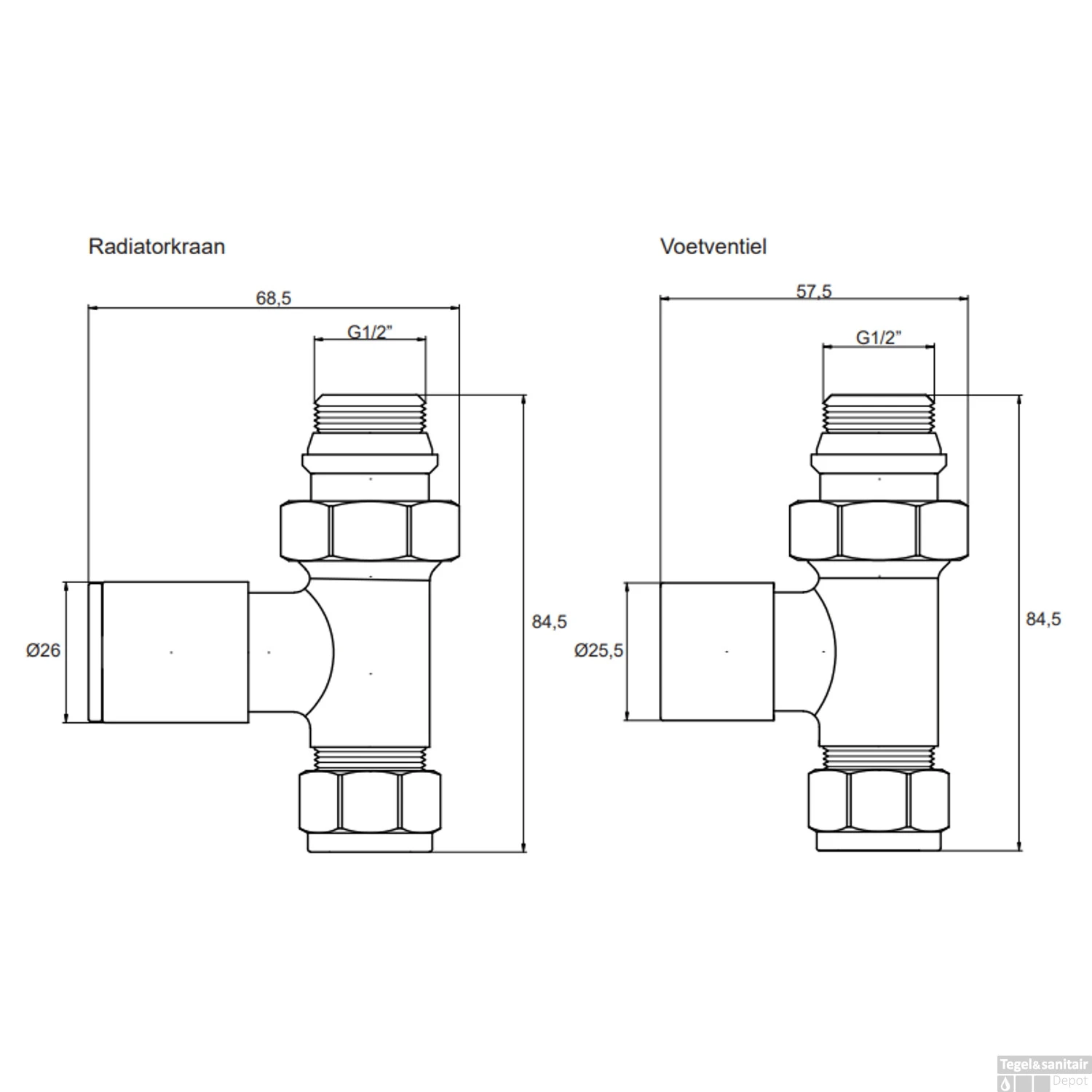 Design Aansluitset Radiator Plieger Como Recht Inclusief Koppeling 15 Mm Mat Zwart - Afbeelding 2