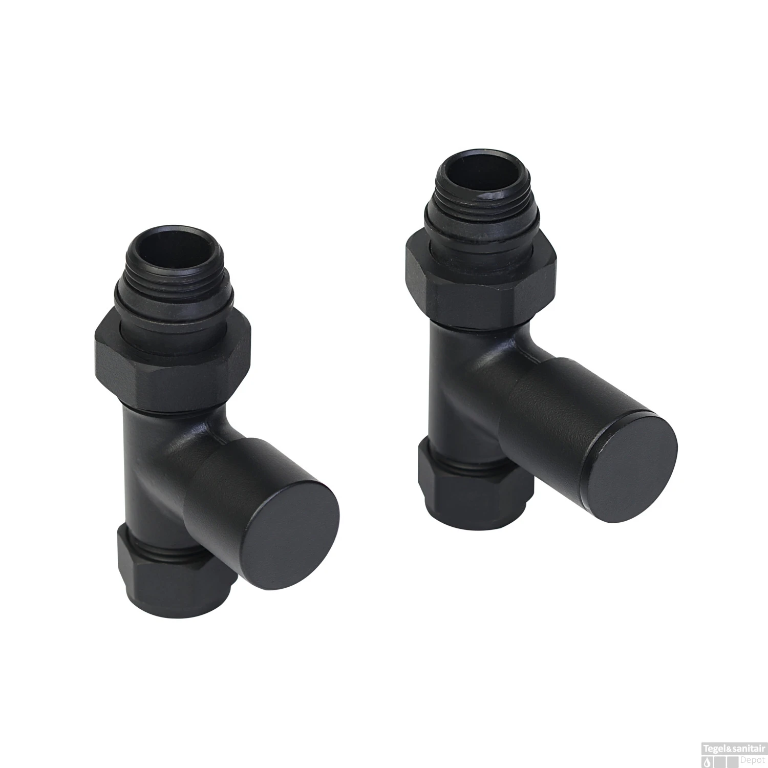 Design Aansluitset Radiator Plieger Como Recht Inclusief Koppeling 15 Mm Mat Zwart