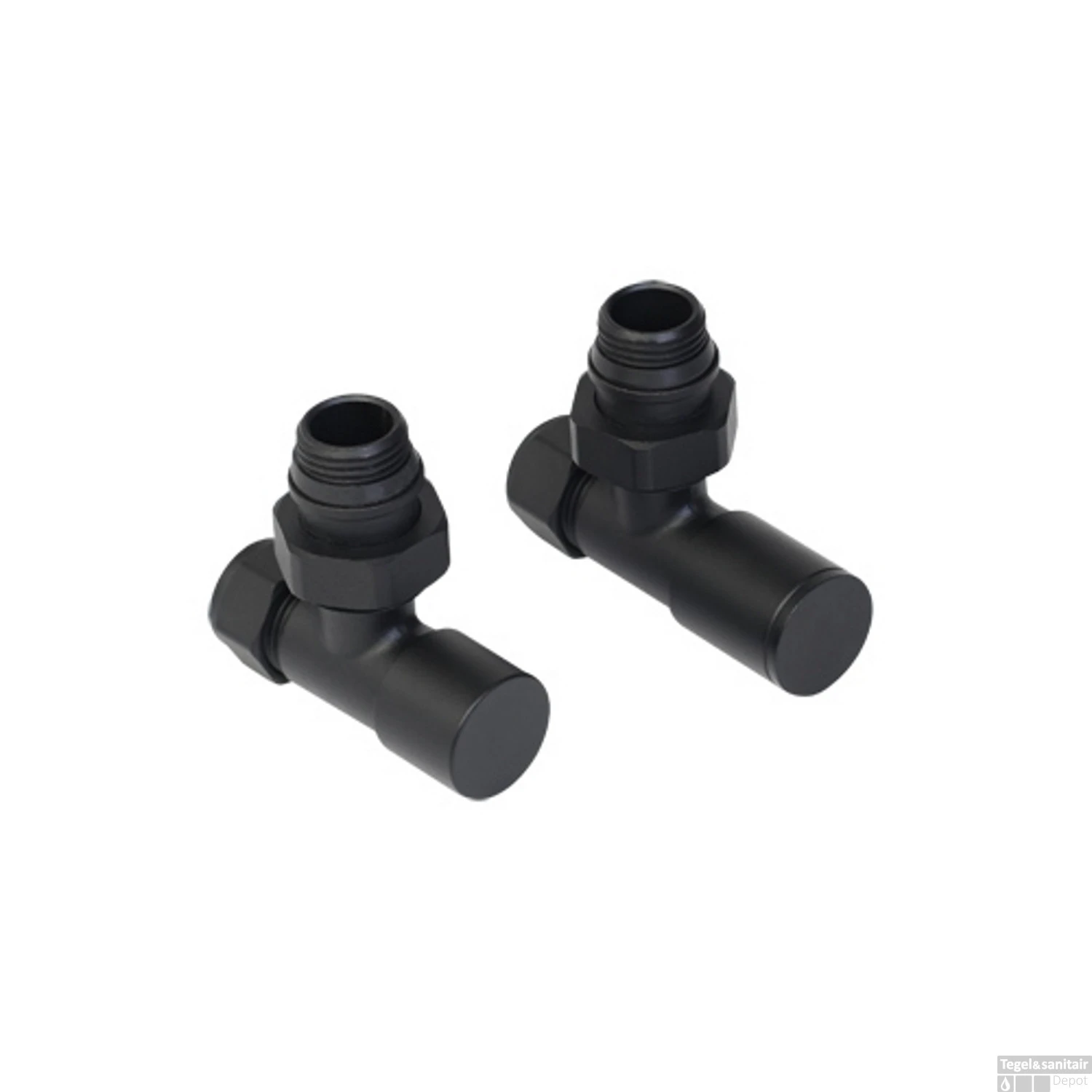 Design Aansluitset Radiator Plieger Como Haaks Inclusief Koppeling 15 Mm Mat Zwart