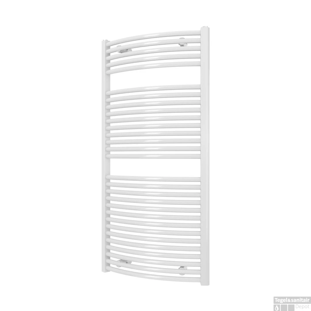 Designradiator Boss & Wessing Odro Gebogen Met Zijaansluiting 119,6x58,5 Cm 804 Watt Donkergrijs Structuur