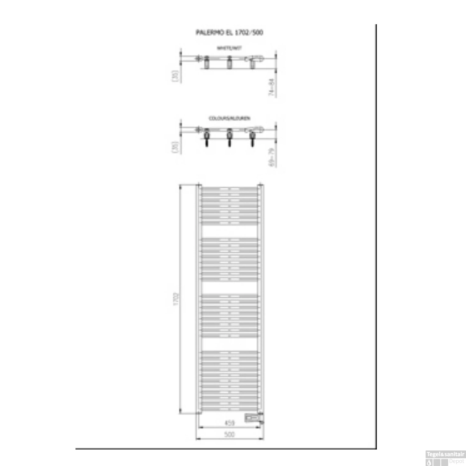 Designradiator Elektrisch Boss & Wessing Palian-EL 170,2x50 Cm 700 Watt Mat Wit - Afbeelding 2