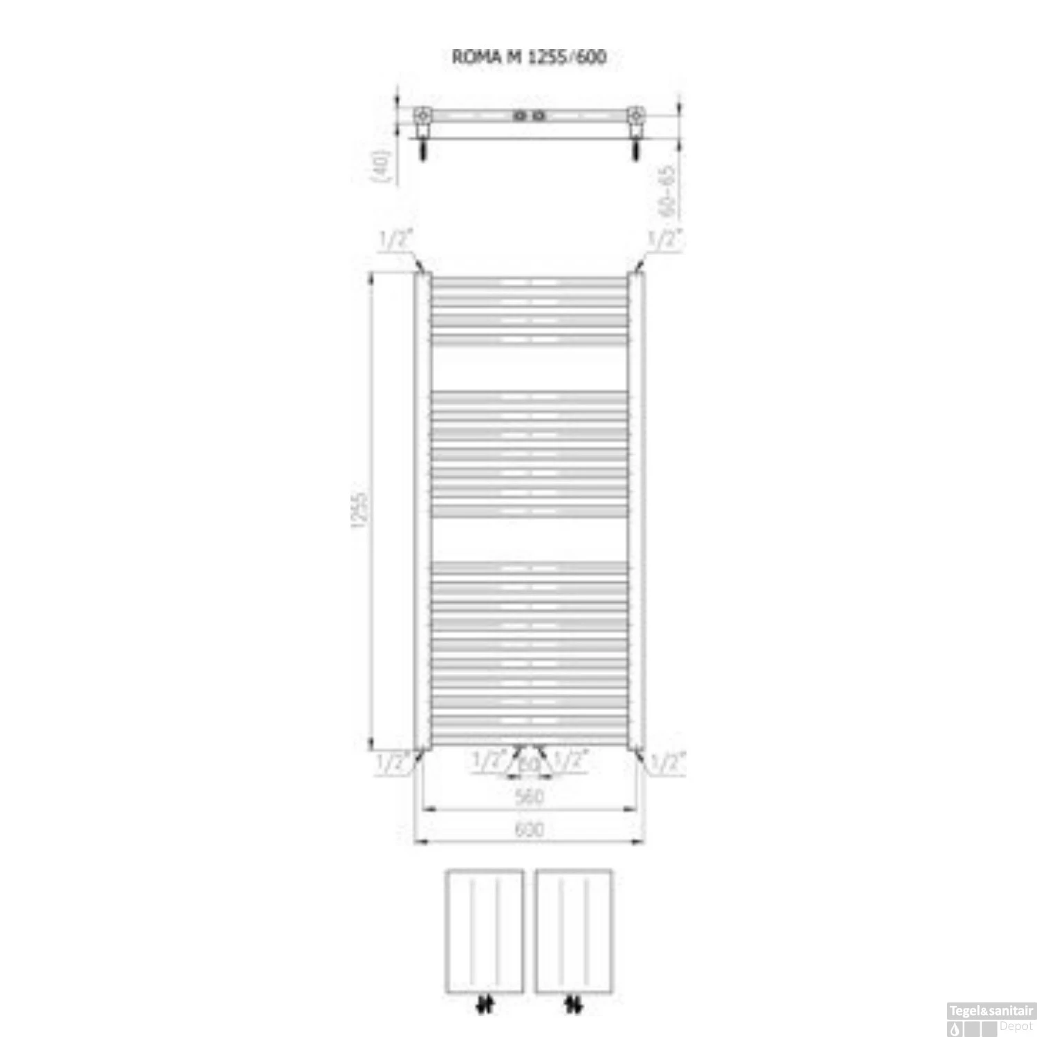 Designradiator Plieger Roma M 125,5 X 60 Cm 700 Watt Middenaansluiting Zandsteen 2 Designradiator Plieger Roma M 125,5 X 60 Cm 700 Watt Middenaansluiting Zandsteen - Afbeelding 2