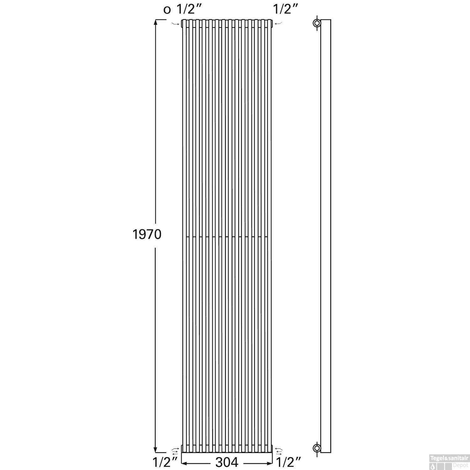 Designradiator Plieger Venezia Enkel 1970x304mm 970W Wit Structuur 2 Designradiator Plieger Venezia Enkel 1970x304mm 970W Wit Structuur - Afbeelding 2