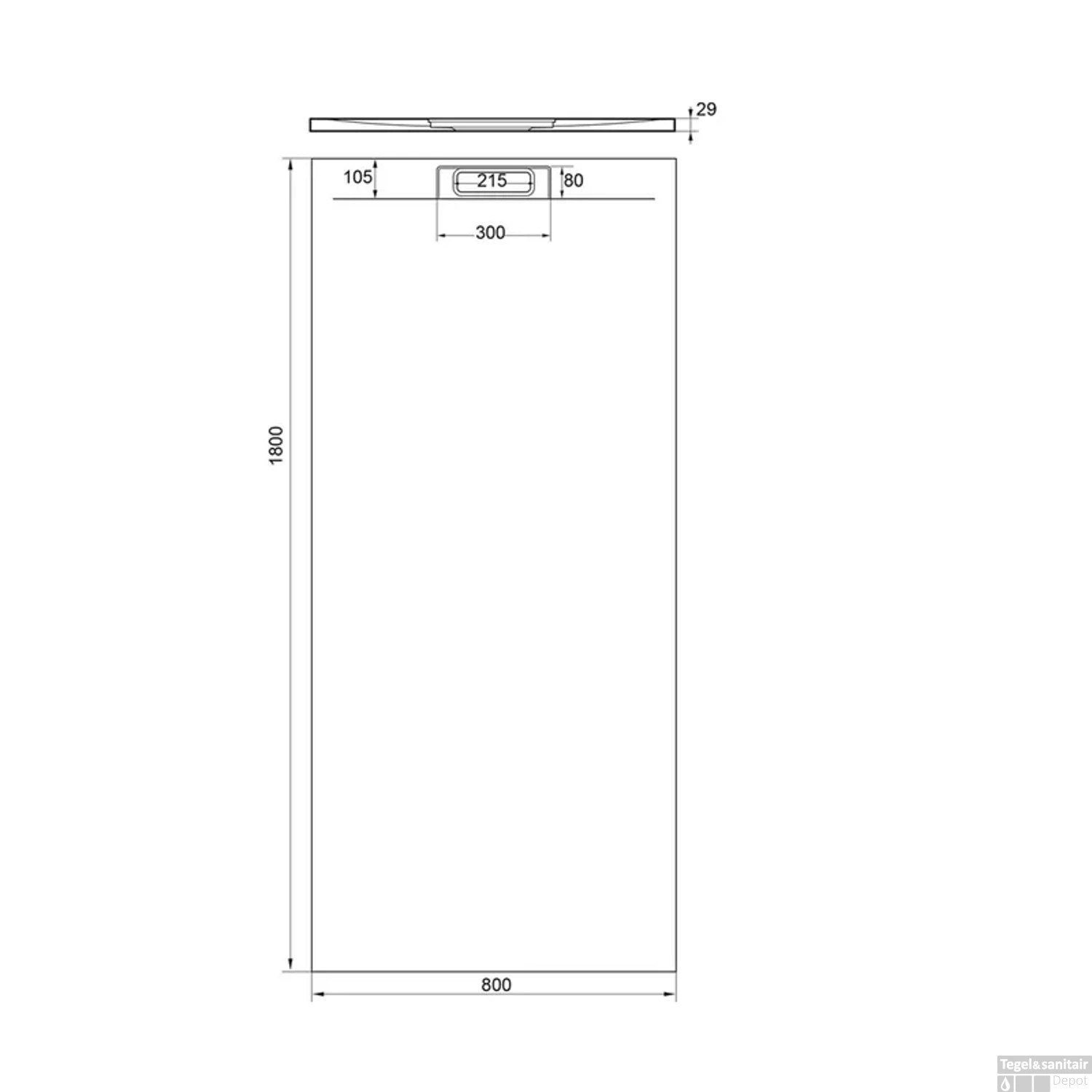 Douchebak + Sifon Allibert Rectangle 180x80 Cm Mat Rood Terracotta 2 Douchebak + Sifon Allibert Rectangle 180x80 Cm Mat Rood Terracotta - Afbeelding 2