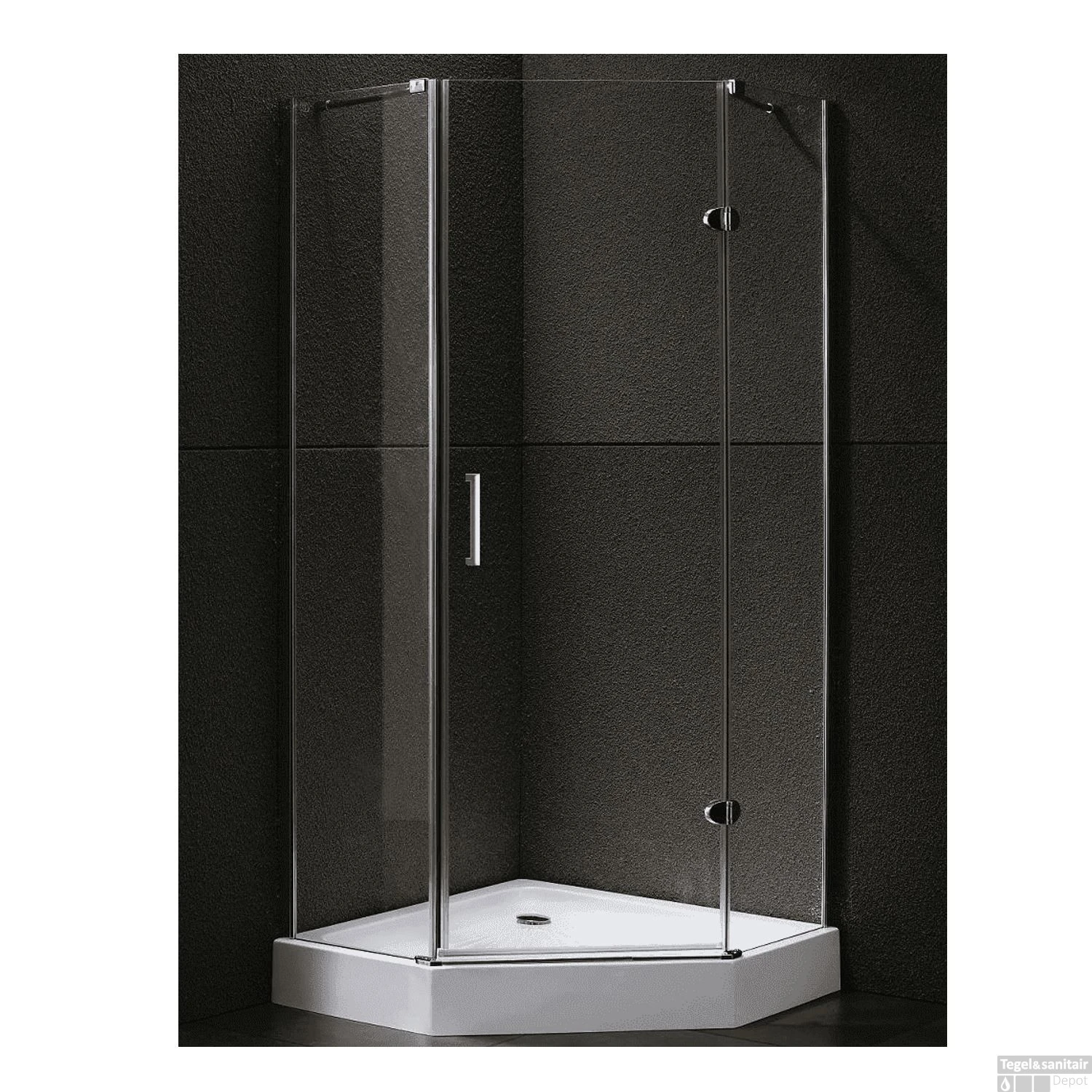 Douchecabine Sanilux Joëlle Vijfhoek 1 Deur 100x100cm 8mm 2 Douchecabine Sanilux Joëlle Vijfhoek 1 Deur 100x100cm 8mm - Afbeelding 2