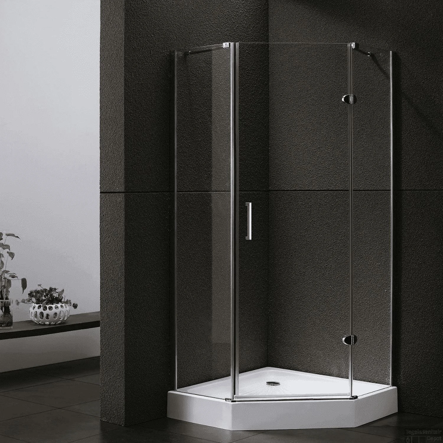 Douchecabine Sanilux Joëlle Vijfhoek 1 Deur 100x100cm 8mm 1 Douchecabine Sanilux Joëlle Vijfhoek 1 Deur 100x100cm 8mm