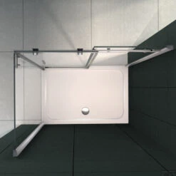 Douchecabine Boss & Wessing Slide 120x80x195 Cm 8 Mm Nano Coating -Winkel Voor Badkamerdouchebenodigdheden douchecabine boss wessing slide 120x80x195 cm 8 mm nano coating bovenaanzicht