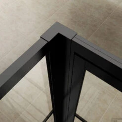 BWS Douchecabine Frame 90x90 Cm 8 Mm NANO Glas Mat Zwart Raster -Winkel Voor Badkamerdouchebenodigdheden douchecabine bws frame detail1 4