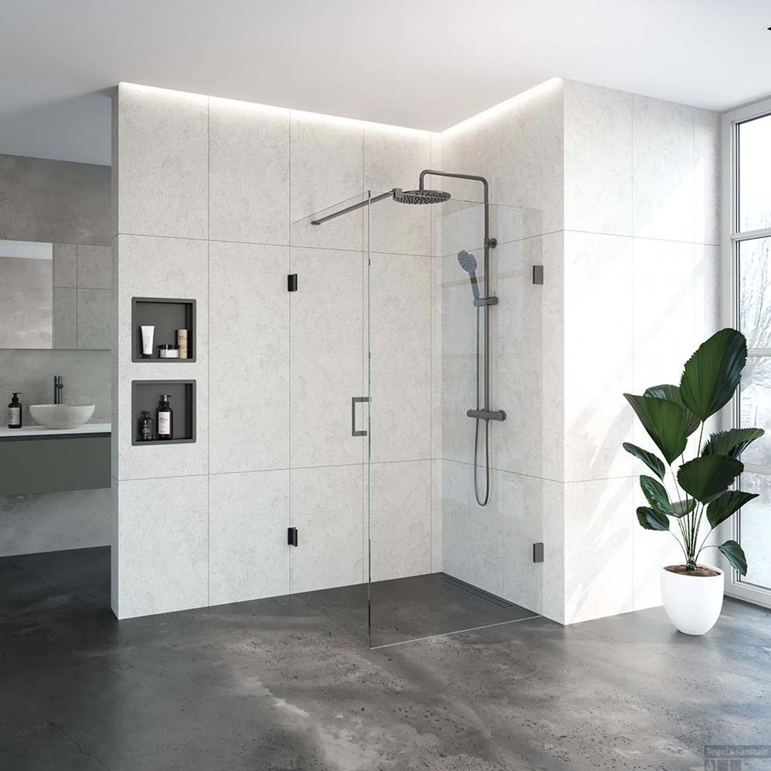 Douchecabine Compleet Just Creating 2-Delig Profielloos 100x90 Cm Gunmetal 2 Douchecabine Compleet Just Creating 2-Delig Profielloos 100x90 Cm Gunmetal - Afbeelding 2