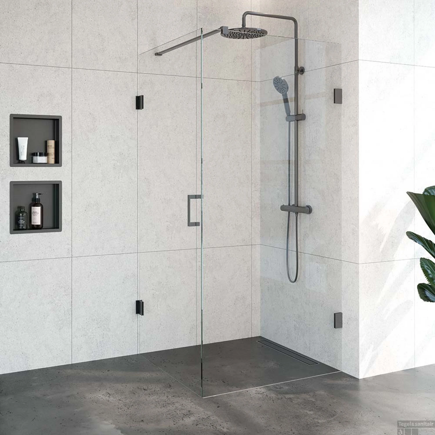 Douchecabine Compleet Just Creating 2-Delig Profielloos 100x90 Cm Gunmetal 1 Douchecabine Compleet Just Creating 2-Delig Profielloos 100x90 Cm Gunmetal