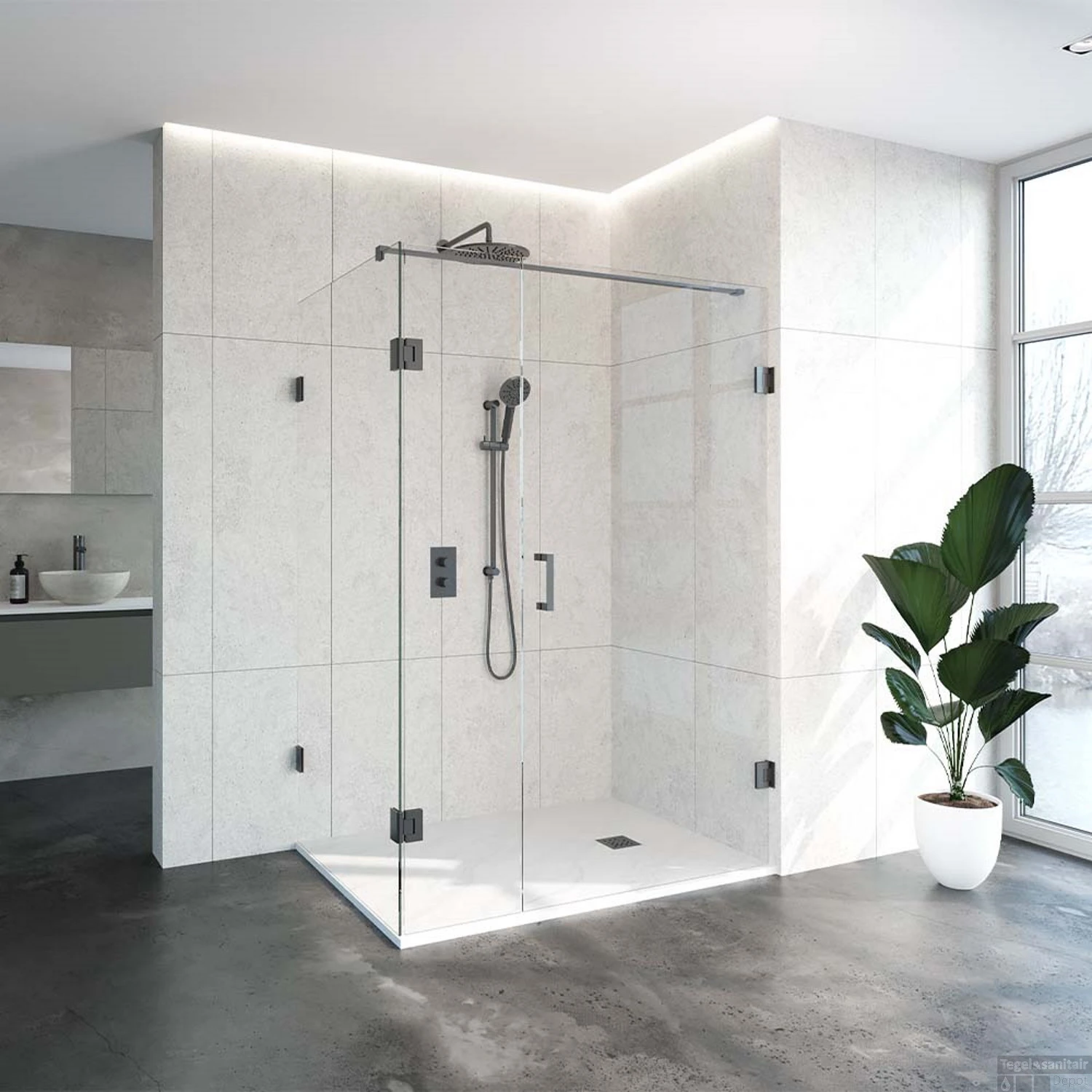 Douchecabine Compleet Just Creating 3-Delig 100x140 Cm Gunmetal 2 Douchecabine Compleet Just Creating 3-Delig 100x140 Cm Gunmetal - Afbeelding 2