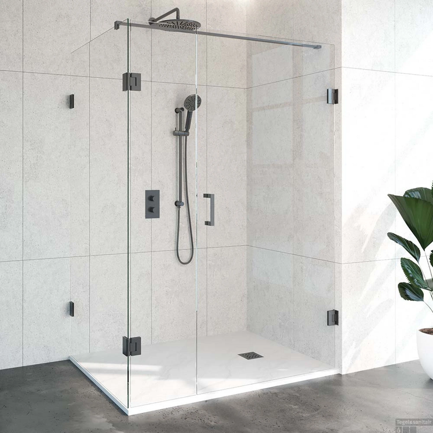 Douchecabine Compleet Just Creating 3-Delig 100x140 Cm Gunmetal 1 Douchecabine Compleet Just Creating 3-Delig 100x140 Cm Gunmetal