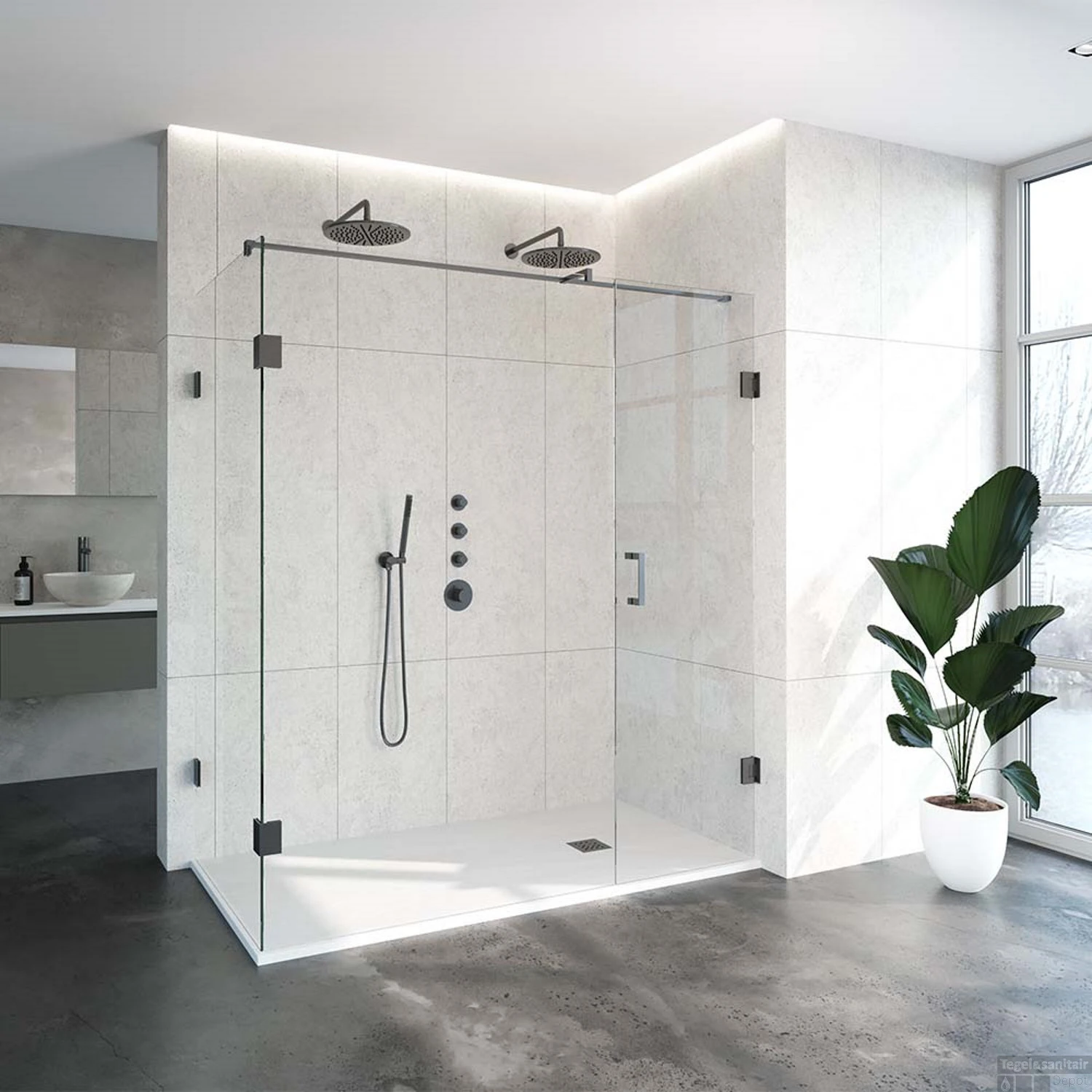 Douchecabine Compleet Just Creating Profielloos 3-Delig 90x180 Cm Gunmetal 2 Douchecabine Compleet Just Creating Profielloos 3-Delig 90x180 Cm Gunmetal - Afbeelding 2