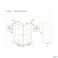 Douchecabine Wiesbaden Dubbele Swingdeur 90x90cm 8mm NANO Coating -Winkel Voor Badkamerdouchebenodigdheden douchecabine dubbele swingdeur 90x90cm 8mm nano coating tech 1
