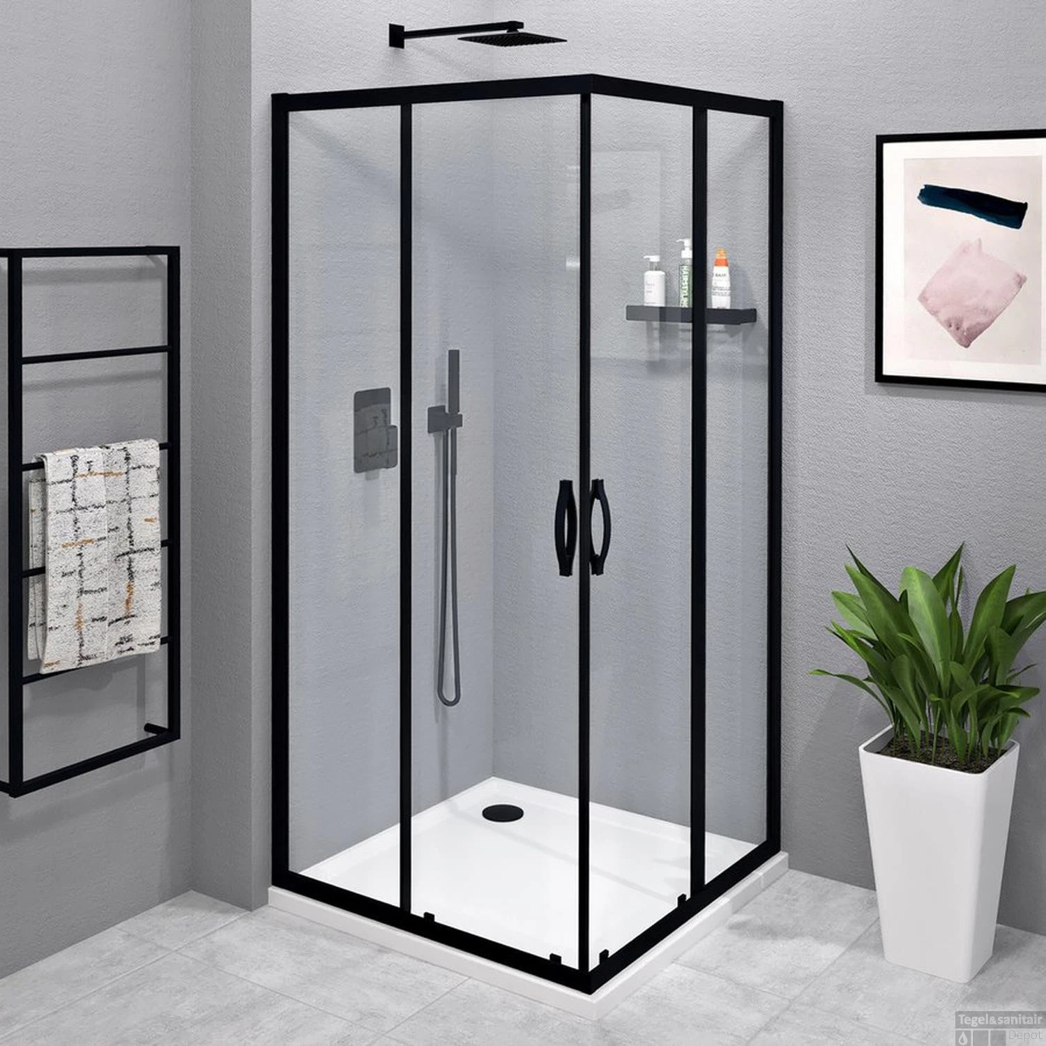 Douchecabine Gelco Sigma Simply Black Vierkant 100x100x190 Cm Mat Zwart