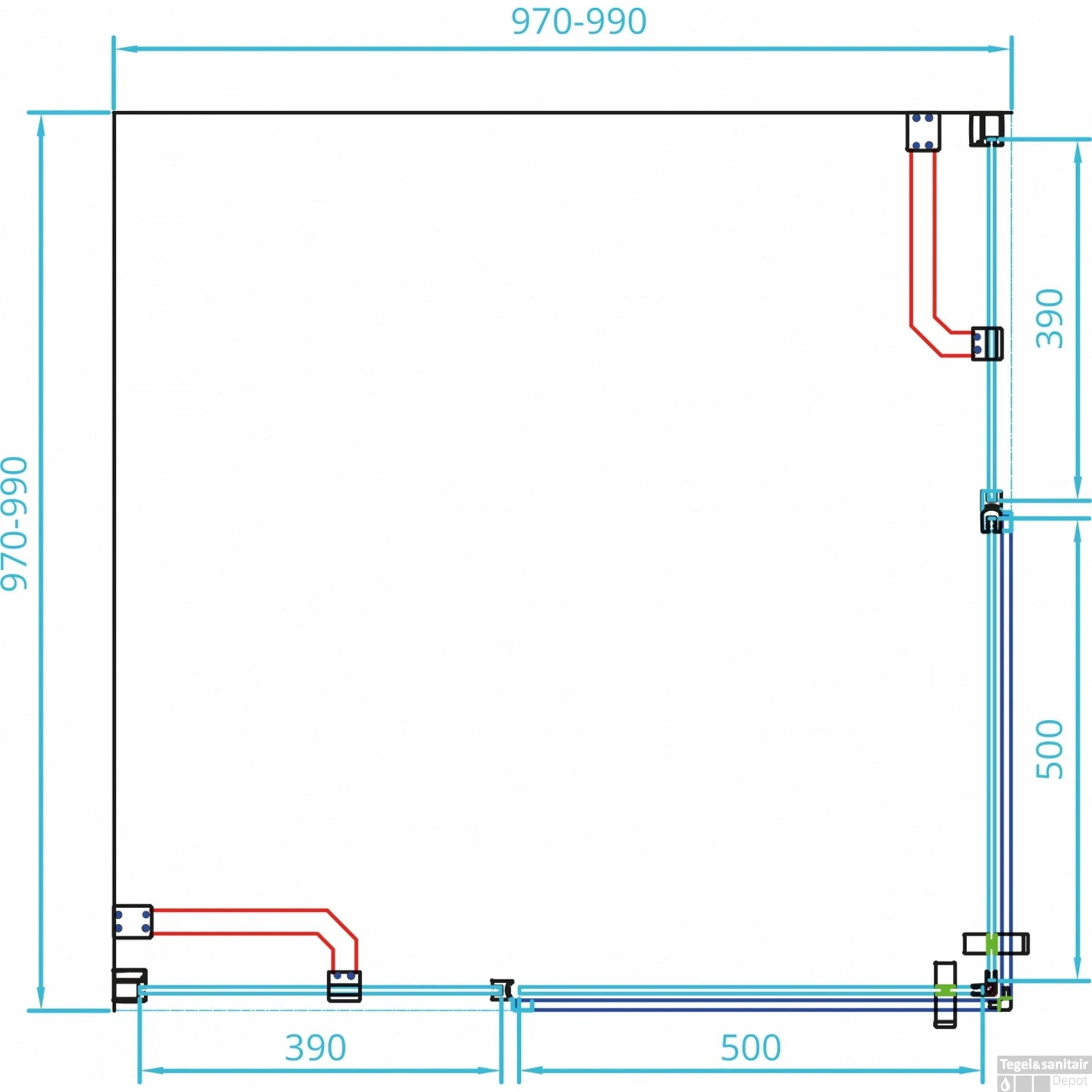Douchecabine Van Rijn ST02 Hoekinstap 100x100x200 Cm 6 Mm Chroom 4 Douchecabine Van Rijn ST02 Hoekinstap 100x100x200 Cm 6 Mm Chroom - Afbeelding 4