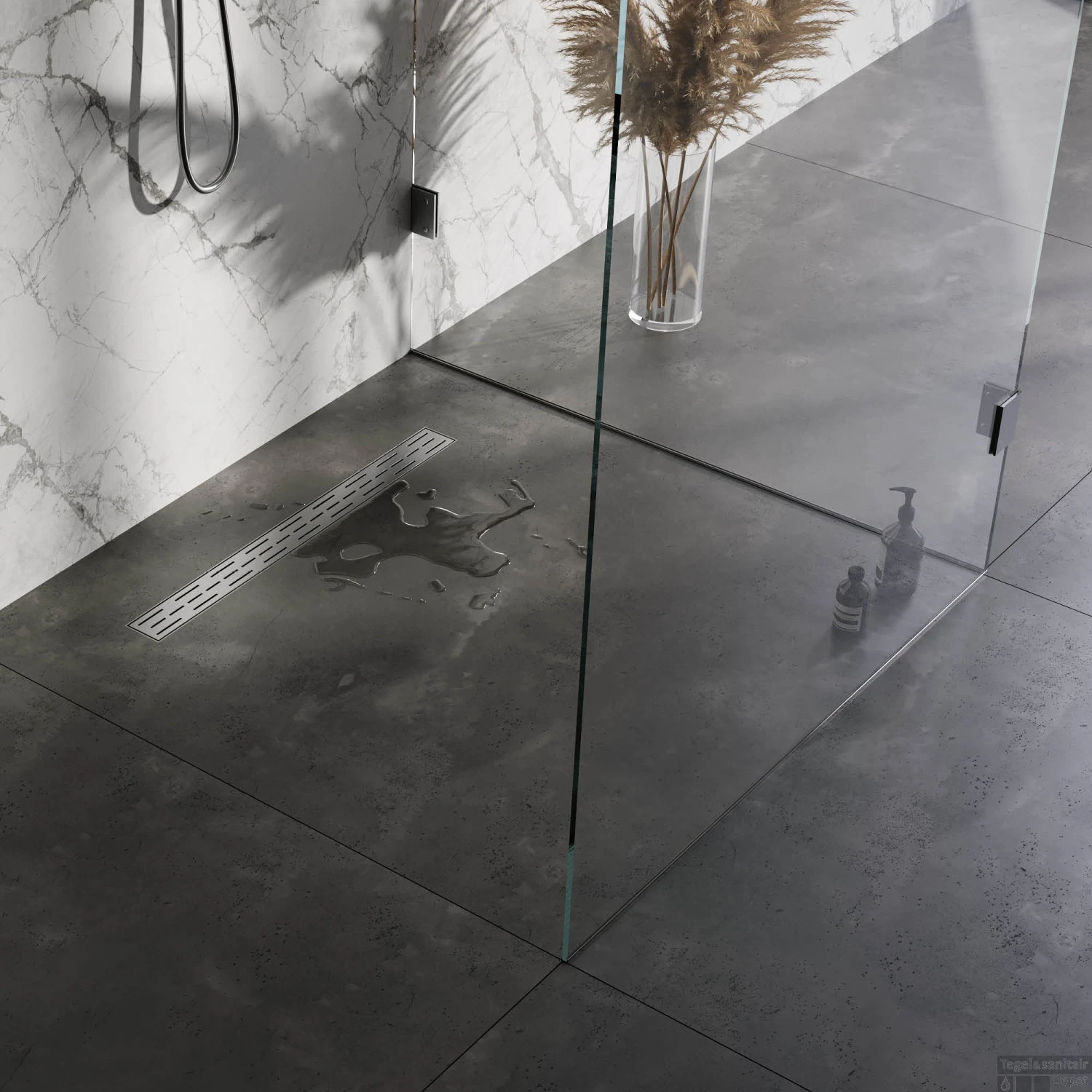 Douchegoot Brauer StanDrain 70x7 Cm RVS Vloerflens Inclusief Kunststof Sifon Verstelbare Poten - Afbeelding 2