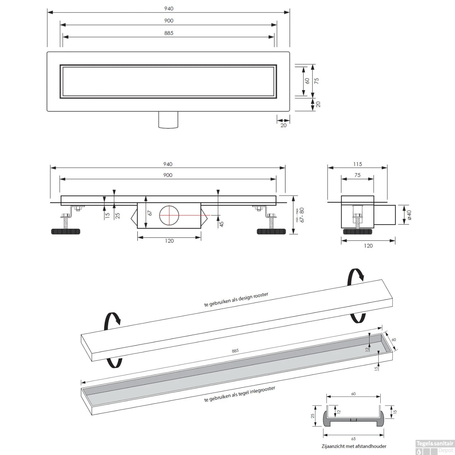 Douchegoot Brauer Goud Inclusief Vloerflens 90x7 Cm Zero Tegelinlegrooster Omkeerbaar 4 Douchegoot Brauer Goud Inclusief Vloerflens 90x7 Cm Zero Tegelinlegrooster Omkeerbaar - Afbeelding 4