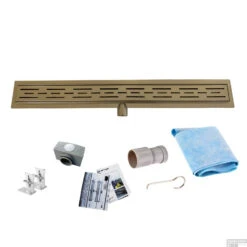 Messing Goud RVS Douchegoot Flens Met Uitneembaar Sifon 40x7cm 6,7cm Diep MESSING GOUD ROOSTER -Winkel Voor Badkamerdouchebenodigdheden douchegoot flens 40 cm messing goud shop