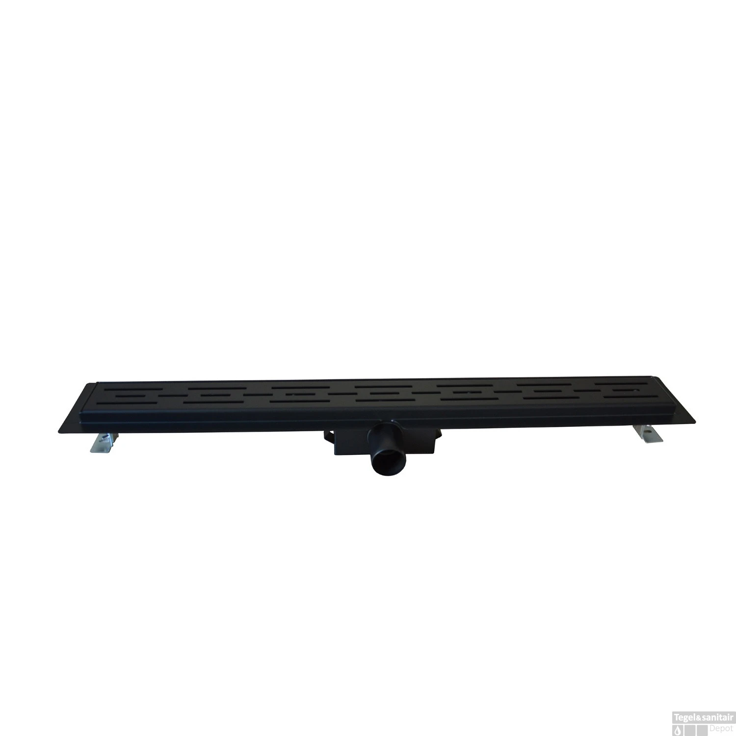 Douchegoot Zwart Wiesbaden Met Flens Uitneembaar Sifon 70x7cm 6.7cm Diep Mat Zwart