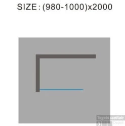 Douchewand Wiesbaden 100x200cm 10mm NANO Coating -Winkel Voor Badkamerdouchebenodigdheden douchewand 100x200cm muurprofiel nano antikalk coating technisch bovenaanzicht