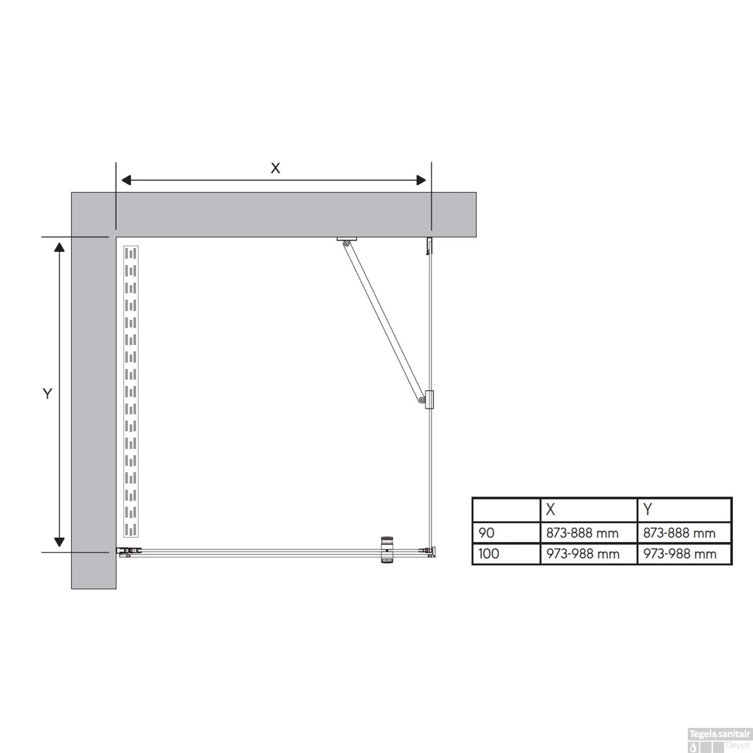 Douchewand Sealskin Hooked Omkeerbaar 140x200 Cm Zilver - Afbeelding 3