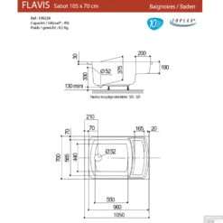 Zitbad Allibert Flavis 105x70 Cm -Winkel Voor Badkamerdouchebenodigdheden flavis 105x70 tech