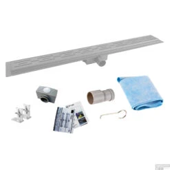 Mat Grijze RVS Douchegoot Flens Met Uitneembaar Sifon 40x7cm 6,7cm Diep MAT GRIJS ROOSTER -Winkel Voor Badkamerdouchebenodigdheden flens design rooster mat grijs 40cm shop