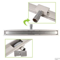 RVS Douchegoot Flens Met Uitneembaar Sifon 50x7cm 6,7cm Diep GLAS ROOSTER -Winkel Voor Badkamerdouchebenodigdheden flens glas rooster 50cm 3