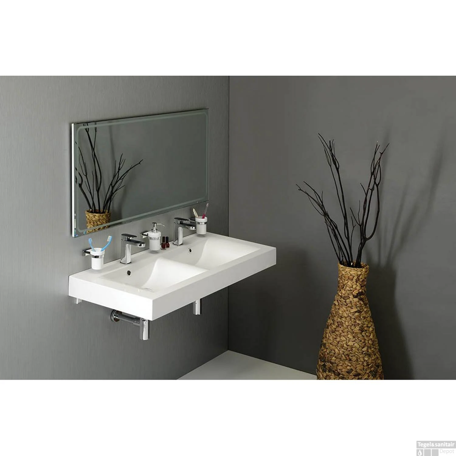 Badkamerspiegel Sapho Gemini II 110x65 Cm LED-Strips 4 Badkamerspiegel Sapho Gemini II 110x65 Cm LED-Strips - Afbeelding 4